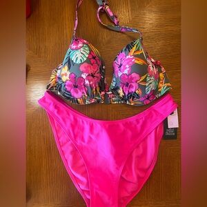 Lascana Top Wild Fable Women's Pink Floral Push-Up Bikini Set